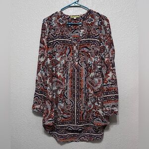 GIANNI BINI Women's long sleeve blouse paisley size L